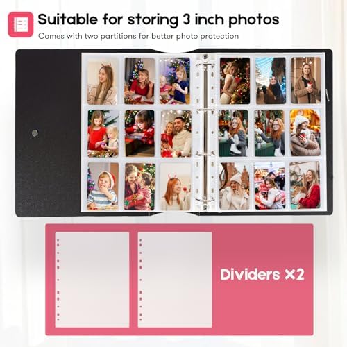 A4 Kpop Photocard Binder, 4 Ring Binder Photo Album for Fujifilm Instax Mini Camera Polaroid Printer Photo Film, 2x3 inch Kpop Photocard Holder Book with 25 Pages 9 Pocket (White) - Image 3