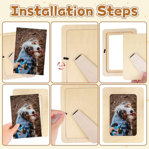 VOKOY 50 Pack Wooden Picture Frames for Crafts, DIY Wood Craft Picture Frames Bulk for 4" x 6" Photos,Unfinished Standing Photo Frames DIY Crafts Wood Decorate for Birthday Party Gifts - Image 6