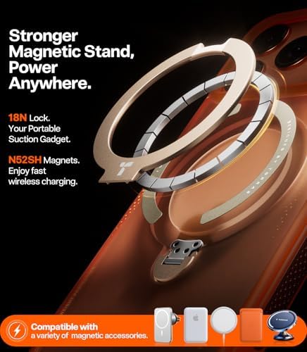 TORRAS Ostand Q3 Air for iPhone 17 Pro Case 6.3'' with Stronger Magnetic Stand, Fit for Magsafe, Airbags Miltary Protection, Camera Control for iPhone 17 Pro Case, Shockproof & Stylish, Horizon Orange - Image 6