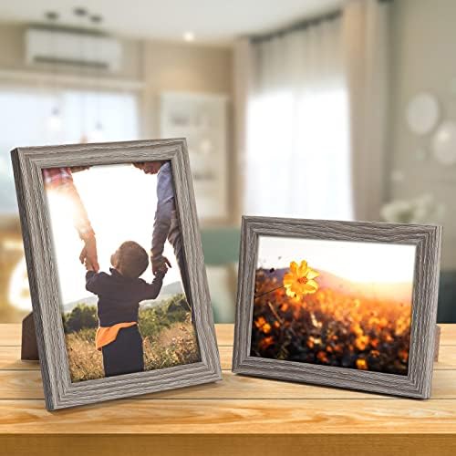 Giftgarden 5x7 Picture Frame Distressed Grey, 5 by 7 Rustic Wood-grain Gray Photo Frames Bulk for Wall or Tabletop, 12 Pack - Image 2