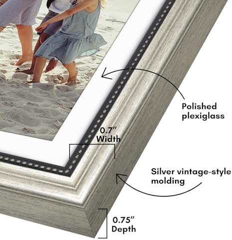 Americanflat 13x19 Vintage Picture Frame - Matted to 12x18 - Silver - Image 3