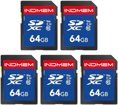 64GB SD Card 5 Pack, C10, U3, V30, High Speed up to 90M/S SDXC UHS-I Memory Cards, Full HD & 4K Video Compatible with Digital Cameras, 64GB(5pc) by elecacc