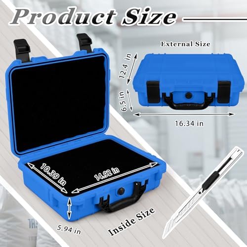 Relaxweex 16.3 x 12.4 x 6.5 Inch Hard Case, Grid Shell, Blue - Image 2