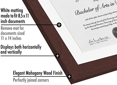Americanflat 11x14 Diploma Frame - Matted to 8.5x11 - Mahogany - Image 3