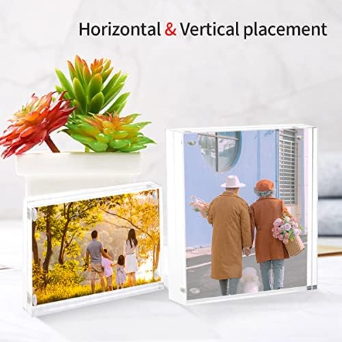 Sezanrpt Acrylic 4x6 Picture Frame, Clear Photo Display Magnetic Photo Frame 4x6, Double Sided Frameless Desk Picture Frames for Office - Image 4