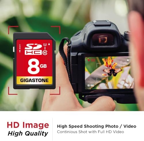 GIGASTONE 8GB SD Card 2-Pack UHS-I U1 Class 10 SDHC Memory Card, Speed Up to 80MB/s, Full HD Video Kodak Olympus Digital Camera, with 2 Mini Cases - Image 4