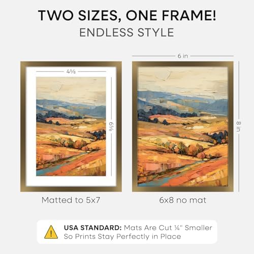 Homeforia 6x8 Bronze Picture Frame, High-End Metal, 5x7 Mat, Glass - Image 2