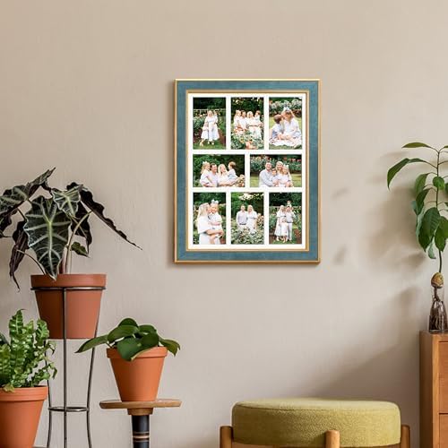 Suede 13x17 Picture Frame Display 8 Opening 4x6 Picture Frames Collage Wall Decor with Mat,Multi Photo Frame for Plexiglass,Wall Decor,1Pack,Blue - Image 6