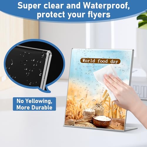 Acrylic Sign Holder 5x7 Inches, 13 Pack Clear Plastic Table Flyer Display Stand, L-Shape Vertical Menu Paper Holder Stand, Clear Picture Photo Flyer Display Stand for Restaurants, Store Fair,Office - Image 3