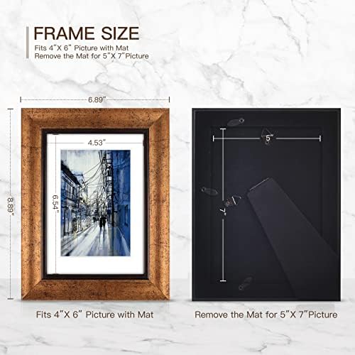 XUANLUO 5x7 Picture Frames Set of 4,Rustic Retro Photo Frame(Gold) - Image 2