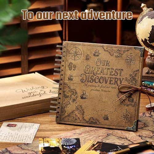 Adventure Book 8x8 Scrapbook Photo Album, Travel Diary with Metal Corner Protectors, 250 gsm Acid-Free Kraft Paper DIY Memory Book for Wedding Guestbook Anniversary, Baby & Family Gifts - Image 3