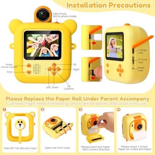 ARNSSIEN Kids Instant Print Camera for Toddlers 1080P 2.4in+180° Flip Lens - Image 6