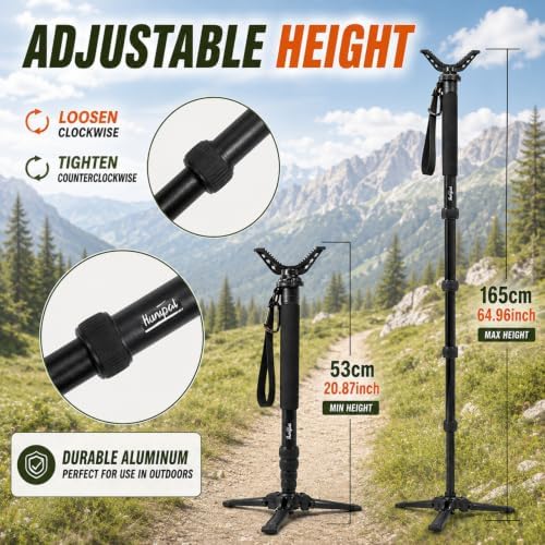 HUNTPAL Hunting Monopod Shooting Tripod Stick Gun Rifle Rest - Image 5