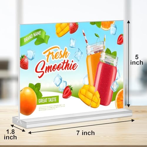 Acrylic Sign Holder 7x5,6 Pack Clear Sign Holder Double Sided Table Menu Horizontal Desktop Display Stand Paper Flyer Holder Tabletop Sign Holder Suitable for Restaurants, Office, Store, Hotels - Image 3
