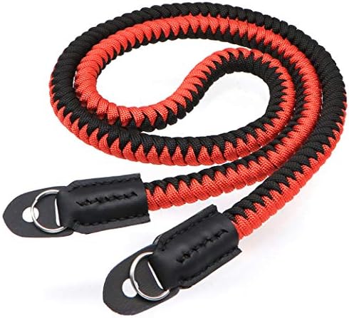 Paracord Camera Strap Long Camera Neck Shoulder Strap for SLR DSLR Digital Mirrorless Cameras 47inch/120cm Red Black by HITHUT