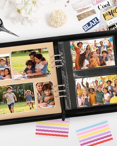 Leather Photo Album 4x6 200 Photos, DIY Scrapbook with 50 Sheets and 20 Blank Kraft Sheets, Travel Souvenir Diary Photo Book for Family Wedding Baby and Holiday Pictures - Image 5