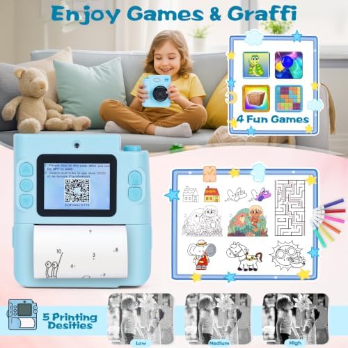 Cudinham Kids Camera Instant Print, Gifts for Age 3-12 Kids, 5 Rolls Paper - Image 5