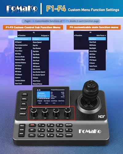 FoMaKo NDI PTZ Camera Controller, LCD Preview, NDI PTZ Controller Keyboard with 4D Joystick, for Church Worship Education Conference Events (NDI License Included) KC606N NDI Controller - Image 5