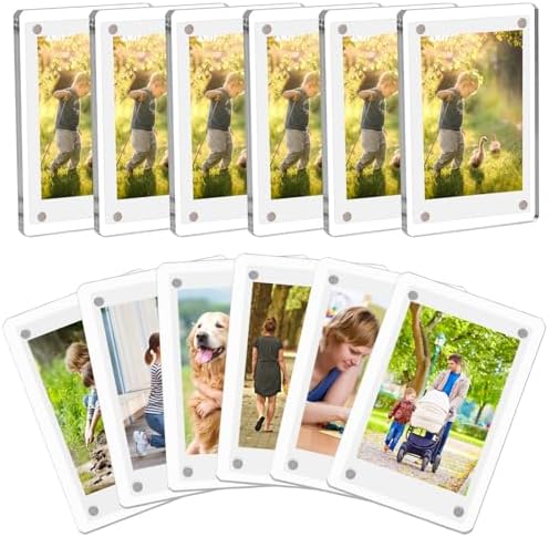 12 Packs Acrylic Fridge Magnetic Picture Frame Magnetic Polaroid Frames for Photos Instax Mini Frame Clear 2.36 x 3.54 Inch by COYMOS