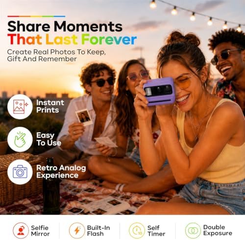 Polaroid Go Generation 3 Instant Film Camera Bundle with Go Color Film 16 Exposures, Protective Hard Case, Wrist Strap, & Accs. for Instant Photography (Purple) - Image 4