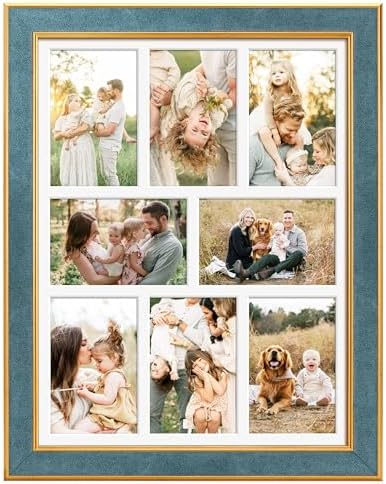 Suede 13x17 Picture Frame Display 8 Opening 4x6 Picture Frames Collage Wall Decor with Mat,Multi Photo Frame for Plexiglass,Wall Decor,1Pack,Blue - Image 3