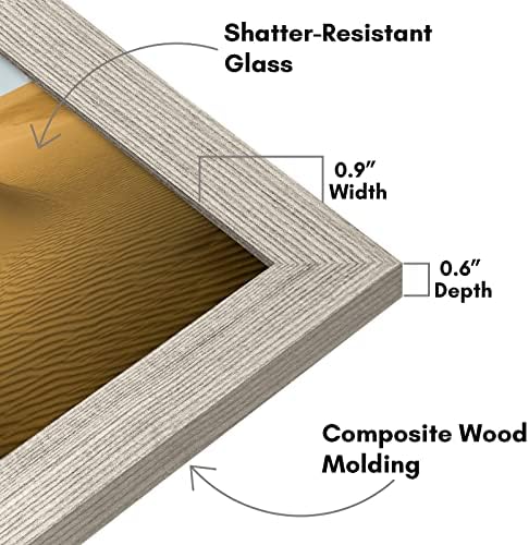 Americanflat 13x19 Picture Frame with Shatter-Resistant Glass - Signature Collection - Gallery-Style Frames Made of Engineered Wood - Photo Frame for Wall Display - Driftwood - Image 3