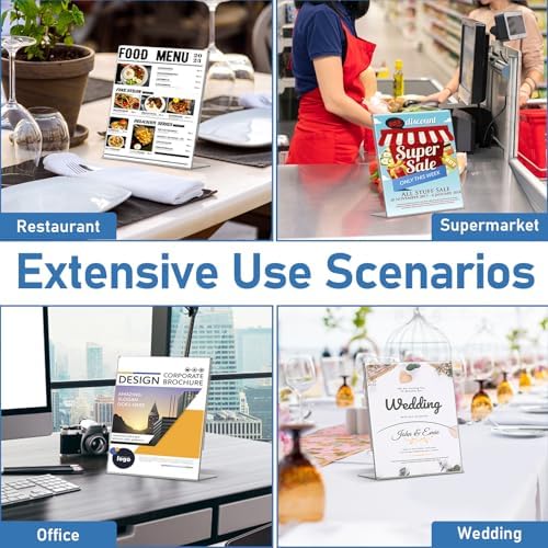 Acrylic Sign Holder 5x7 Inches, 13 Pack Clear Plastic Table Flyer Display Stand, L-Shape Vertical Menu Paper Holder Stand, Clear Picture Photo Flyer Display Stand for Restaurants, Store Fair,Office - Image 7