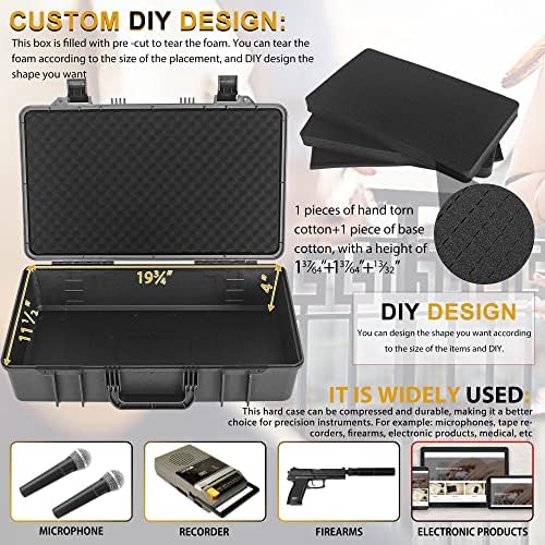 Protective Hard Case Shockproof Water-resistant with Customized DIY Foam Insert fit for Camera, etc, 20.5 X 13.5 X 5.5-Inch - Image 3