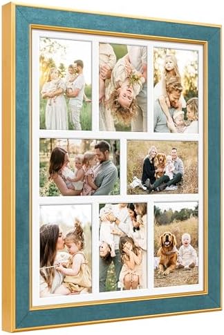 Suede 13x17 Picture Frame Display 8 Opening 4x6 Picture Frames Collage Wall Decor with Mat,Multi Photo Frame for Plexiglass,Wall Decor,1Pack,Blue by AnoziebyProductsunder