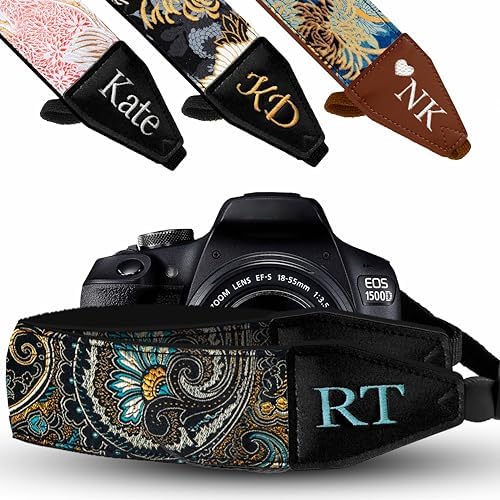 Art Tribute Camera Strap Personalized With Name - Shoulder, Crossbody & Neck Camera Strap for Photographers, Fits All Cameras, Canon Nikon Sony Fujifilm, Padded Strap W/Quick Release & Leather Ends by ArtTribute