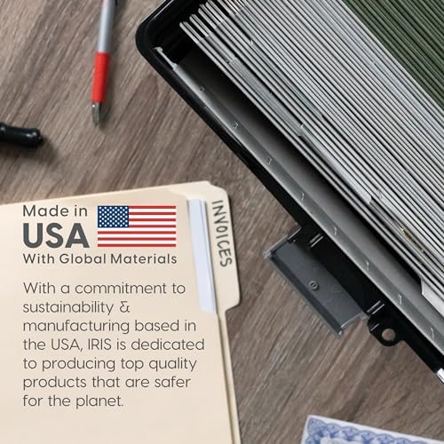 IRIS USA Slim Portable File Box Organizer with Lid, Letter Files, Black - Image 3
