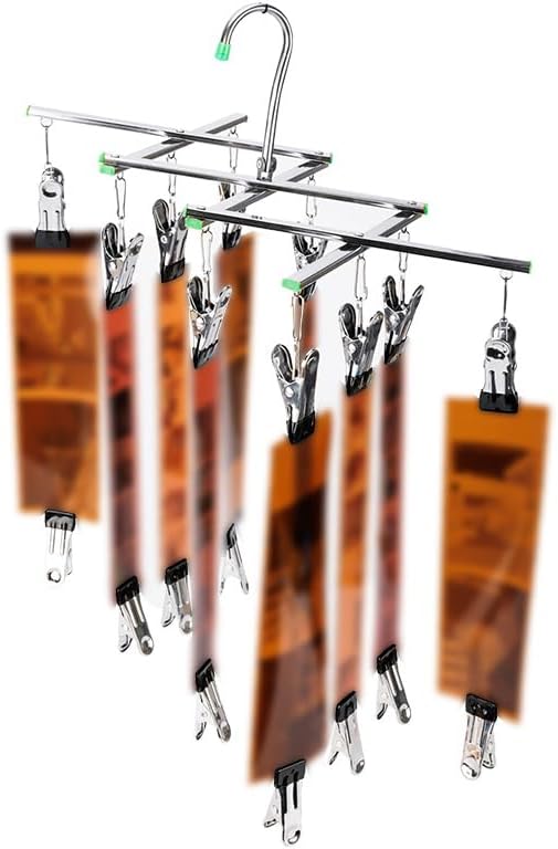 JJC 35mm 120 Film Drying Hanging Rack with 10 Clips, Stainless Steel Film Hanger for 135 120 4x5 Film, Darkroom Supplies Foldable Frame, Windproof Soft Clip, No Scratche - Image 4
