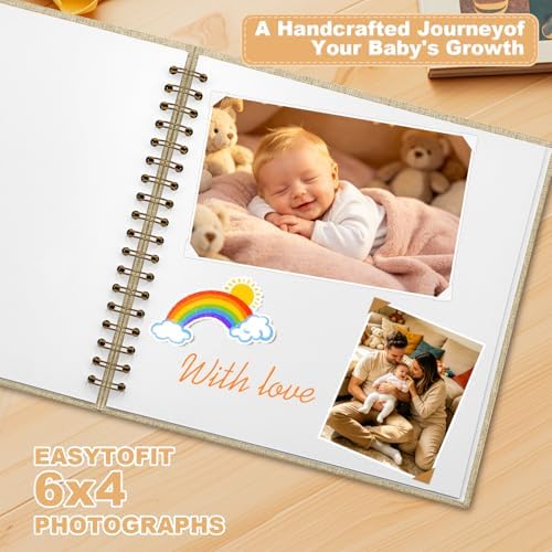Scrapbook Photo Album Linen Cover, 10 x 10 Inch Hardcover Kraft White Pages Memory Book, for Travel Wedding Guest Book Christmas Baby Shower (20 Sheets/ 40 Pages,Dark Beige) - Image 3