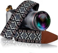 Art Tribute Camera Strap - Shoulder, Crossbody & Neck Camera Strap for Photographers, Fits All Cameras, Canon Nikon Sony Fujifilm, Padded Strap W/Quick Release, Embroidered Cotton & Leather Ends by ArtTribute