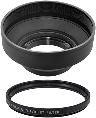 55MM UV Filter + 55mm Rubber Lens Hood for Nikon AF-P DX NIKKOR 18-55mm F3.5-5.6G VR Lens, Be A Pro - 55 mm Ultraviolet Filter & 55 mm Lens Hood, 55mm Rubber Lens Hood - Shop Smart! by Unknown