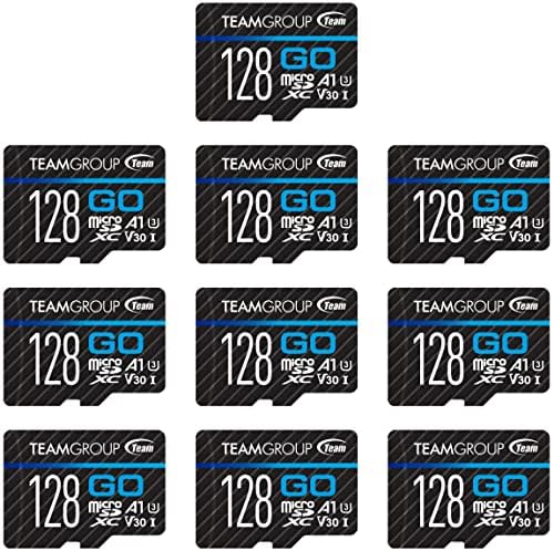 TEAMGROUP GO Card 128GB x 10 Pack MicroSDXC UHS-I U3 V30 4K for Action Cameras & Drone High Speed Flash Memory Card with Adapter for Outdoor Sports&Vlog, 4K Shooting,GoPro&Insta360&DJI TGUSDX128GU366 by TEAMGROUP