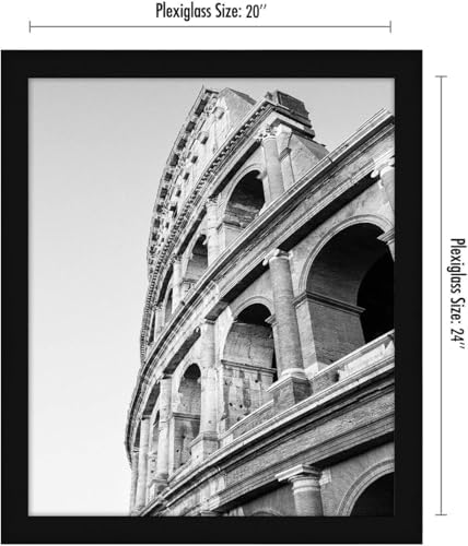 Americanflat 20x24 Poster Frame - Black Engineered Wood with Polished Plexiglass - Wide Picture Frame for Vertical or Horizontal Wall Display - Epic Collection - Black - Image 2