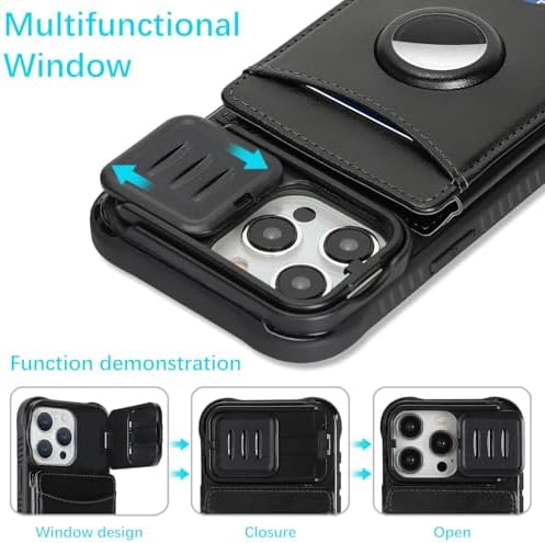 Cavor for iPhone 15 Pro Max Wallet Case with Card Holder, Black - Image 3