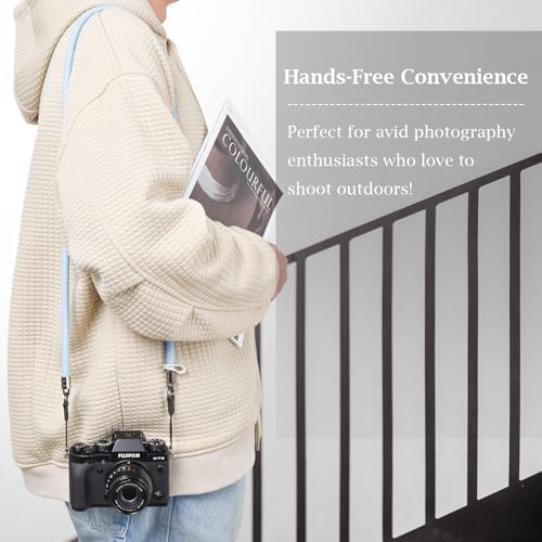 VOVMOEYA Nylon Braided Camera Rope Strap, Camera Neck Shoulder Strap with O-Ring for DSLR & Mirrorless Camera - Blue - Image 3