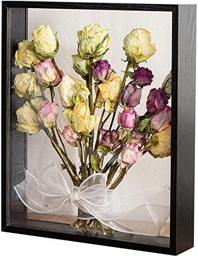 JOSON Wooden Dried Flower Photo Frame Dried Flower Display Stand Decorative Floating Photo Frame（8 * 12''-black by Unknown