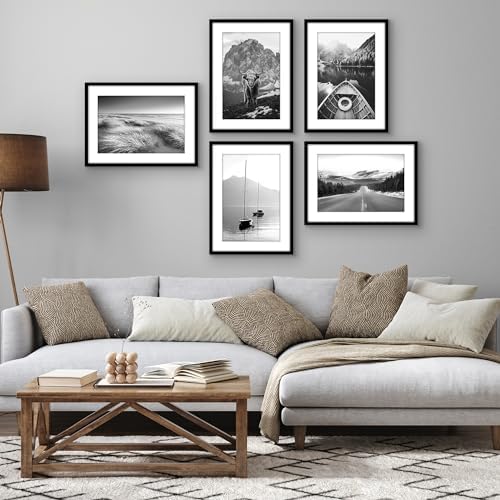 Americanflat 16x22 Poster Frame 5-Pack - Matted to 12x18 - Black - Image 5