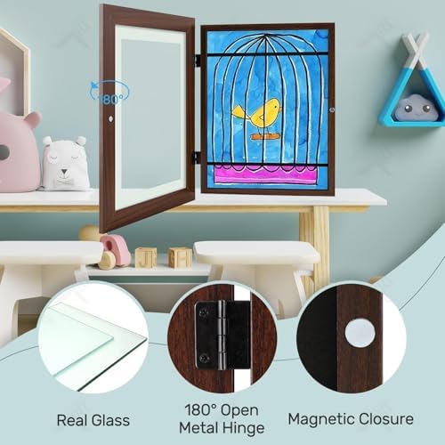 4 Pack 9x12 Front-Opening Kids Artwork Frames Changeable (Walnut) - Image 7