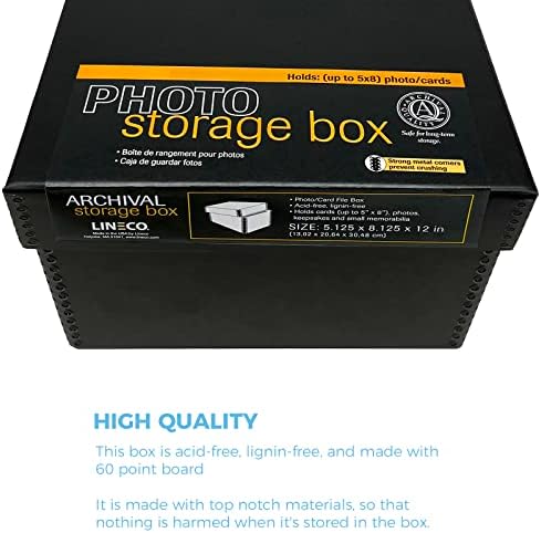 Lineco Archival Photo Card Box, Museum-Quality Storage, 5x8x12 Inch, Black - Image 4