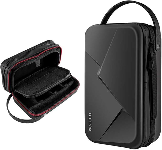 TELESIN Large Carry Case Carrying Travel Bag for GoPro Max Hero 13 12 11 10 9 8 7 6 5 DJI Action 3 4 5 Osmo Pocket 3 Insta360 X3 X4 X5 Go3 Ace Pro AKASO Battery Charger Strap Mount Accessories by telesin