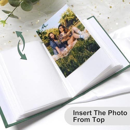 Holoary Photo Album 4x6 100 Photos, 100 Pockets 4”x6” Picture Album, Linen Fabric Cover Picture Book for Photos, 4x6 Photo Albums for Family Weddings Travel Memories(Dark Green) - Image 5