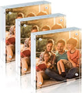 Egofine 5x5 Acrylic Frames 3 Pack, 20mm Thicker Frameless Clear Picture Frames, Double Sided Magnetic Picture Frames, Free Standing Desktop Display by Egofine