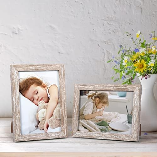 Giftgarden 5x7 Picture Frame Distressed Beige White Set of 12, Multi Rustic Wood Grain 5 by 7 Photo Frames Bulk for Wall or Tabletop Display - Image 2