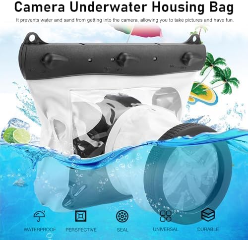 Yoidesu DSLR Camera Univeral Waterproof Underwater Housing Case Pouch Bag,20-Meters Dving Case Bag Cover for Canon Nikon and Other DSLR Cameras (White) - Image 2