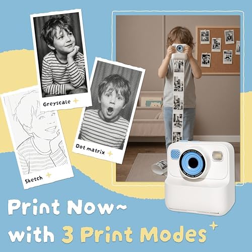 Kids Instant Print Camera, Zero-Ink Thermal Printing with 4 Paper Rolls - Image 2
