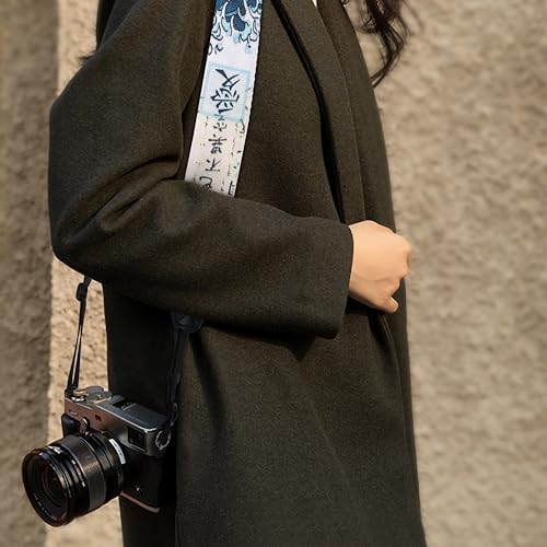 Padwa Lifestyle Chinese Style Camera Strap - 2" Wide Genuine Leather Ends Camera Straps for Photographers, Vintage Chinese Style Print Nylon Strap with Camera Quick Release fits All Cameras - Image 3